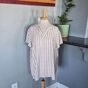 Maurices Plus Size Striped Flutter Sleeve Blouse | Size 2X